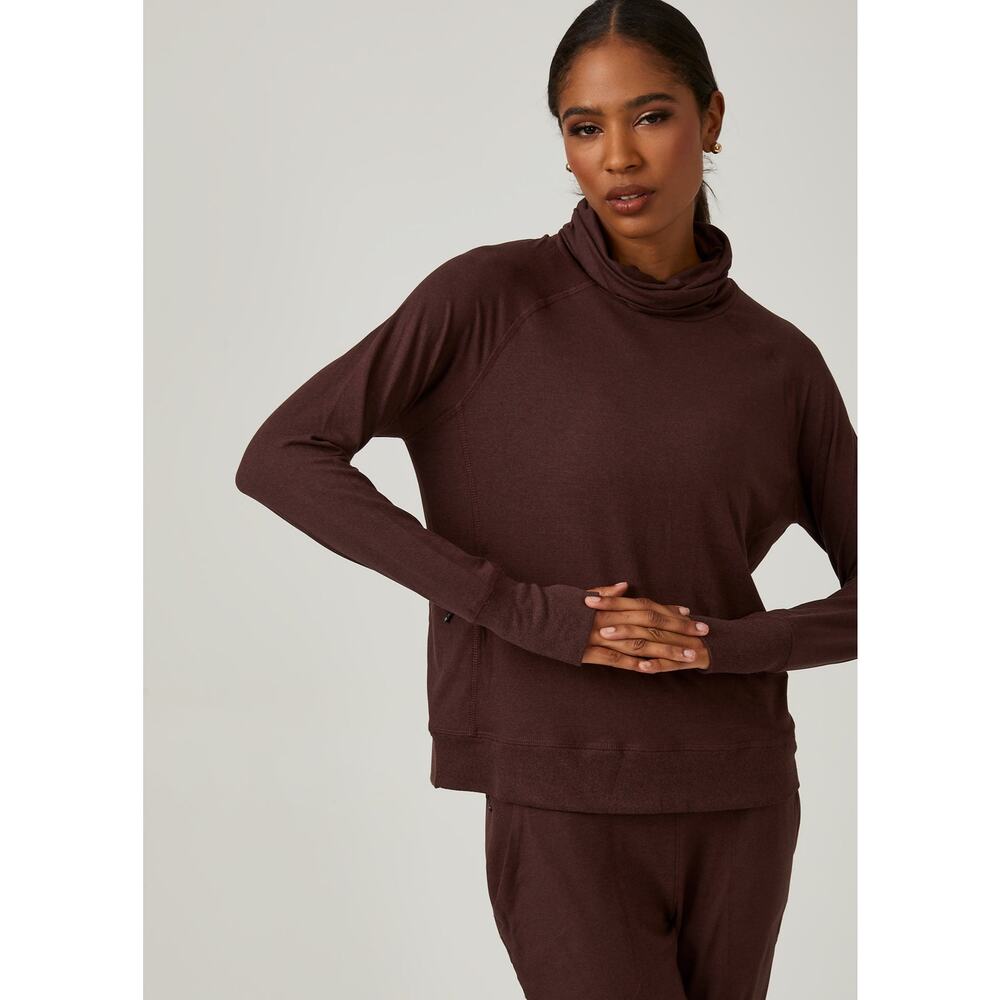 7Diamonds Core Performance Cowl Neck Pullover Heather Mahogany XL Activewear
